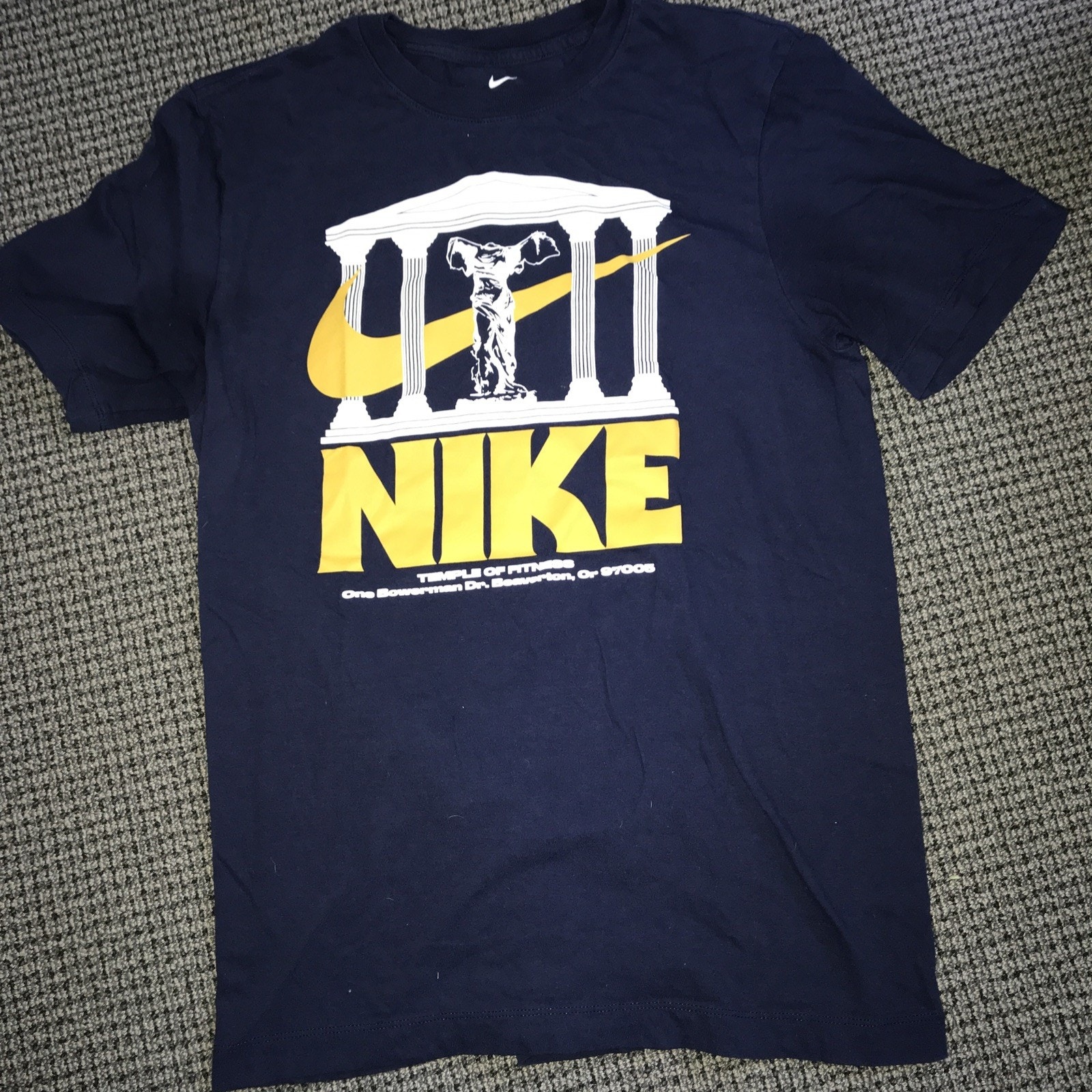 Nike Temple Of Fitness Adult Small Tee Navy